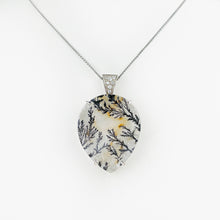 Load image into Gallery viewer, Dendritic Agate and Diamonds White Gold Pendant