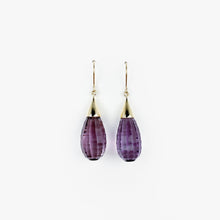 Load image into Gallery viewer, Amethyst Briolette Yellow Gold Earrings