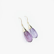 Load image into Gallery viewer, Amethyst Briolette Yellow Gold Earrings
