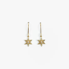 Load image into Gallery viewer, Diamond Snowflake Yellow Gold Earrings