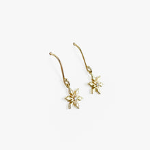 Load image into Gallery viewer, Diamond Snowflake Yellow Gold Earrings