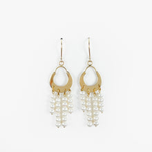 Load image into Gallery viewer, Freshwater Pearl Curtain Yellow Gold Earrings