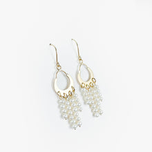 Load image into Gallery viewer, Freshwater Pearl Curtain Yellow Gold Earrings
