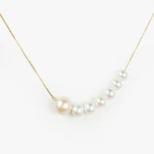 Load image into Gallery viewer, Asymmetrical Freshwater Pearl Yellow Gold Necklace