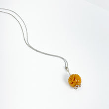 Load image into Gallery viewer, Carved Yellow Jade Bead White Gold Pendant