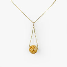 Load image into Gallery viewer, Carved Yellow Jade Bead Yellow Gold Pendant