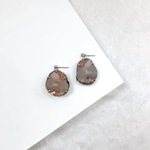 Load image into Gallery viewer, Copper Agate Large Drop Earrings - Marlor Jewelry Originals - White Gold Stud+ Rose Gold Setting