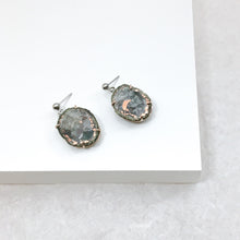 Load image into Gallery viewer, Copper Agate Medium Drop Earrings - Marlor Jewelry Originals - White Gold Stud+ Rose Gold Setting