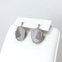 Load image into Gallery viewer, Copper Agate Large Drop Earrings - Marlor Jewelry Originals - White Gold Stud+ Rose Gold Setting