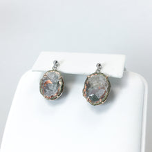 Load image into Gallery viewer, Copper Agate Medium Drop Earrings - Marlor Jewelry Originals - White Gold Stud+ Rose Gold Setting