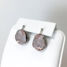 Load image into Gallery viewer, Copper Agate Large Drop Earrings - Marlor Jewelry Originals - White Gold Stud+ Rose Gold Setting
