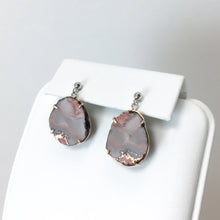 Load image into Gallery viewer, Copper Agate Large Drop Earrings - Marlor Jewelry Originals - White Gold Stud+ Rose Gold Setting