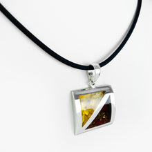 Load image into Gallery viewer, Amber Diagonal Silver Pendant
