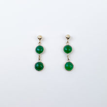 Load image into Gallery viewer, Green Quartz Yellow Gold Dangle Earrings
