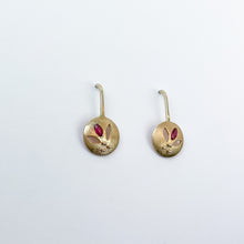Load image into Gallery viewer, Ruby Yellow Gold Earrings