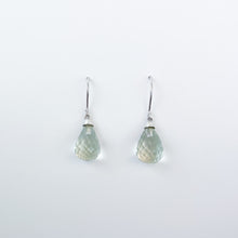 Load image into Gallery viewer, Prasiolite White Gold Dangle Earrings