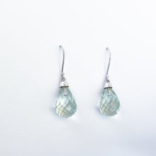 Load image into Gallery viewer, Prasiolite White Gold Dangle Earrings