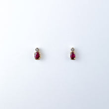 Load image into Gallery viewer, Ruby and Diamond Yellow Gold Stud Earrings