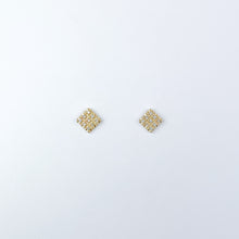 Load image into Gallery viewer, Square Diamond Grid Yellow Gold Stud Earrings