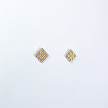 Load image into Gallery viewer, Square Diamond Grid Yellow Gold Stud Earrings