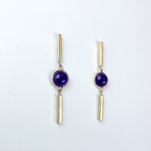 Load image into Gallery viewer, Amethyst Yellow Gold Dangle Earrings