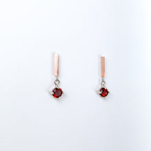 Load image into Gallery viewer, Red Garnet Two Tone Gold Dangle Earrings
