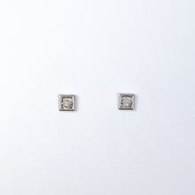 Load image into Gallery viewer, Diamond Square White Gold Stud Earrings