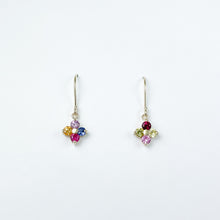 Load image into Gallery viewer, Multicolored Sapphire Yellow Gold Dangle Earrings
