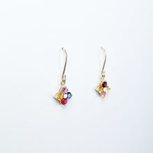 Load image into Gallery viewer, Multicolored Sapphire Yellow Gold Dangle Earrings