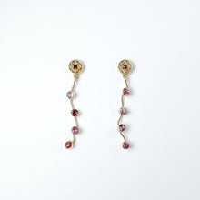 Load image into Gallery viewer, Garnet Yellow Gold Dangle Earrings