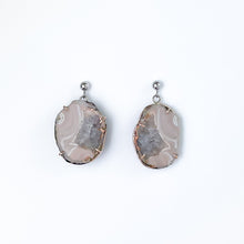 Load image into Gallery viewer, Copper Agate Two Tone Gold Earrings - Large