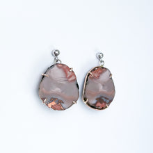 Load image into Gallery viewer, Copper Agate Two Tone Gold Earrings - Large