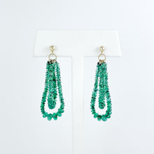 Load image into Gallery viewer, Beaded Emerald Yellow Gold Dangle Earrings