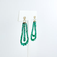 Load image into Gallery viewer, Beaded Emerald Yellow Gold Dangle Earrings
