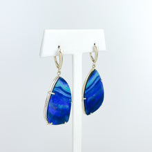 Load image into Gallery viewer, Boulder Opal Doublet Yellow Gold Dangle Earrings