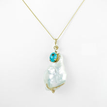Load image into Gallery viewer, Pearl and Turquoise Yellow Gold Pendant