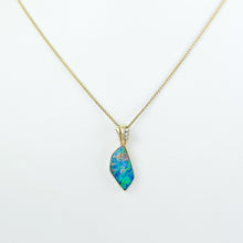 Load image into Gallery viewer, Boulder Opal Doublet and Diamond Gold Pendant
