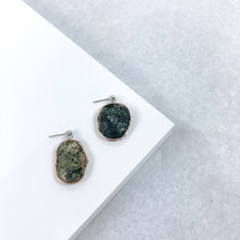 Load image into Gallery viewer, Copper Agate Large Drop Earrings - Marlor Jewelry Originals - White Gold Stud+ Rose Gold Setting