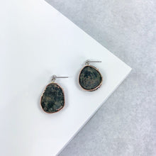 Load image into Gallery viewer, Copper Agate Large Drop Earrings - Marlor Jewelry Originals - White Gold Stud+ Rose Gold Setting