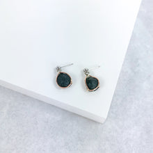 Load image into Gallery viewer, Copper Agate Small Drop Earrings - Marlor Jewelry Originals - White Gold Stud+ Rose Gold Setting
