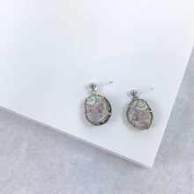 Load image into Gallery viewer, Copper Agate Medium Drop Earrings - Marlor Jewelry Originals - White Gold Stud+ Rose Gold Setting