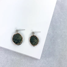 Load image into Gallery viewer, Copper Agate Medium Drop Earrings - Marlor Jewelry Originals - White Gold Stud+ Rose Gold Setting