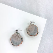 Load image into Gallery viewer, Copper Agate Large Drop Earrings - Marlor Jewelry Originals - White Gold Stud+ Rose Gold Setting
