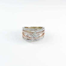 Load image into Gallery viewer, Multi-Band Diamond Two Tone Gold Ring
