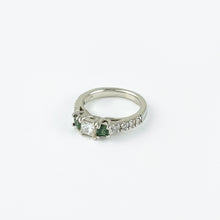 Load image into Gallery viewer, Diamond and Green Sapphire White Gold Ring