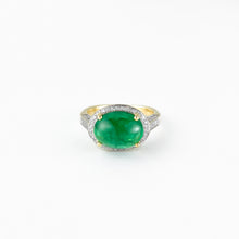 Load image into Gallery viewer, Emerald and Diamond Yellow Gold Ring