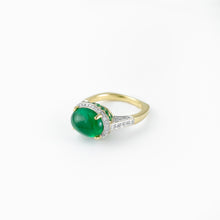 Load image into Gallery viewer, Emerald and Diamond Yellow Gold Ring