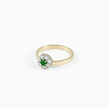 Load image into Gallery viewer, Tsavorite Garnet and Diamonds Two Tone Gold Ring