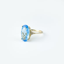 Load image into Gallery viewer, Swiss Blue Topaz and Diamond Yellow Gold Ring