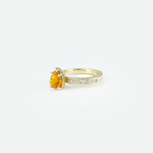 Load image into Gallery viewer, Golden Sapphire and Diamond Yellow Gold Ring
